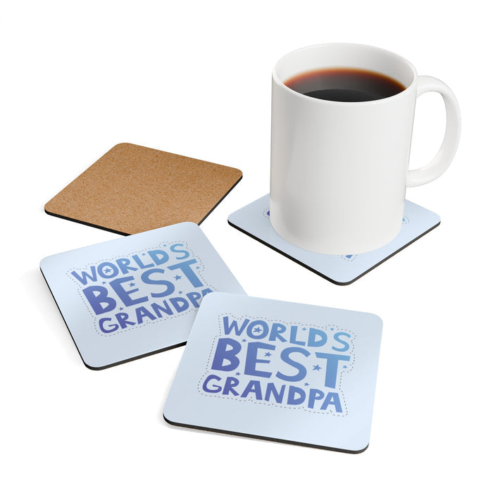 4-Piece Coaster Set for The Greatest Grandfather in The World: light tan, beige square mat or pad, minimal style