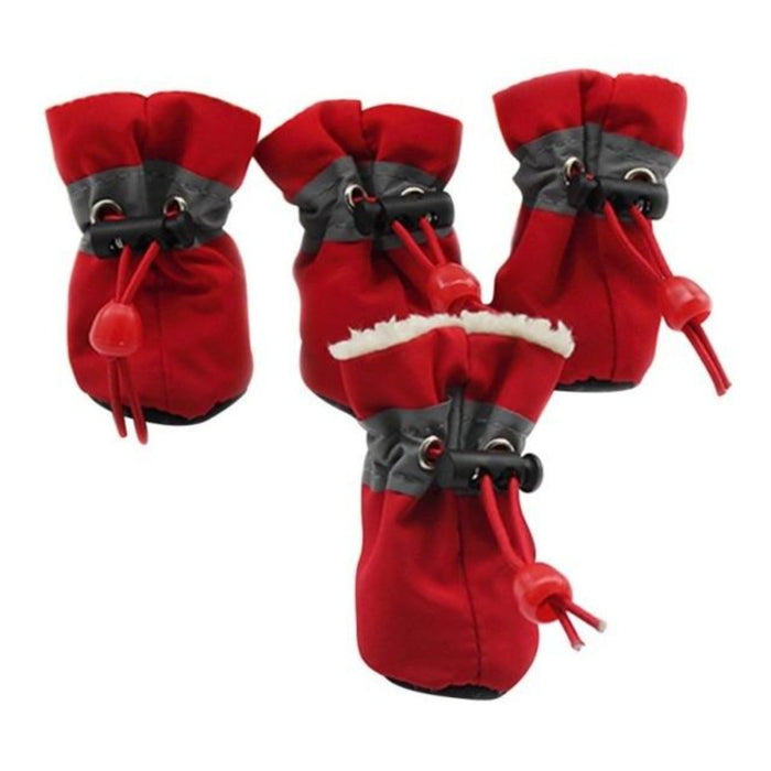 4-Piece Set of Shoes to Keep Your Dogs Warm During Winter: red, blue dogs, practical pet footwear style