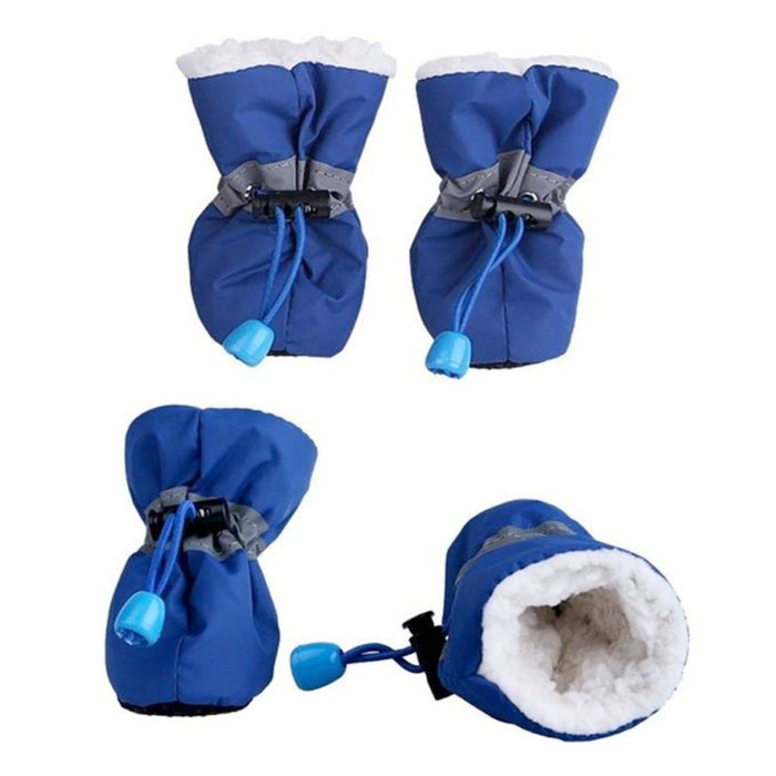 4-Piece Set of Shoes to Keep Your Dogs Warm During Winter: red, blue dogs, practical pet footwear style