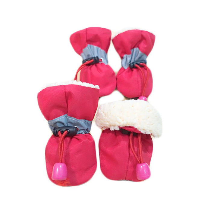 4-Piece Set of Shoes to Keep Your Dogs Warm During Winter: red, blue dogs, practical pet footwear style