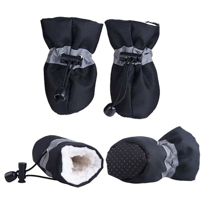4-Piece Set of Shoes to Keep Your Dogs Warm During Winter: red, blue dogs, practical pet footwear style