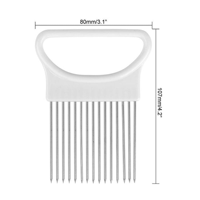 4-Piece Stainless Steel Vegetable Cutter Stand: white, silver vegetable slicing holder tool, minimal style