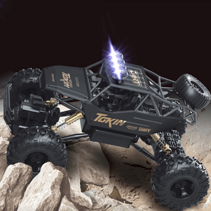 4WD Monster Truck with Dragon 2.4Ghz Remote Control: black, dark gray remote-control off-road buggy vehicle, rugged off-road
