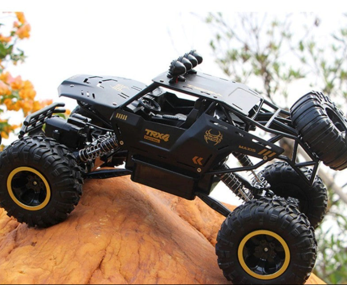 4WD Monster Truck with Dragon 2.4Ghz Remote Control: black, dark gray remote-control off-road buggy vehicle, rugged off-road