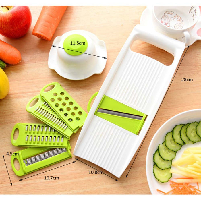 5-Blade Stainless Steel Vegetable Slicer for Efficient Chopping of Various Vegetables: white, bright green manual vegetable s