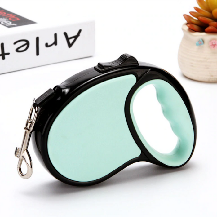 5-Meter Long Retractable Leash for Dogs made of Nylon: black, pink retractable pet leash, minimal product display style