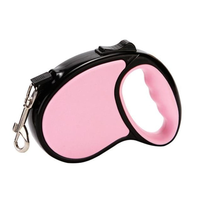 5-Meter Long Retractable Leash for Dogs made of Nylon: black, pink retractable pet leash, minimal product display style