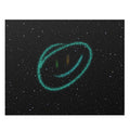 500-Piece Puzzle Featuring a Grinning Face Amidst the Stars and Planets: black, dark gray abstract space-themed glowing face-