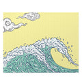500-Piece Puzzle: Ocean Waves: black, yellow ocean wave, cartoon graphic, Japanese woodblock-inspired wave art style