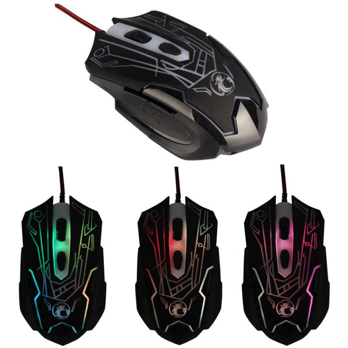 6-Button Optical USB Mouse for Gaming and Productivity on Laptop or PC with 2000DPI: black, dark gray wired computer mouse, g
