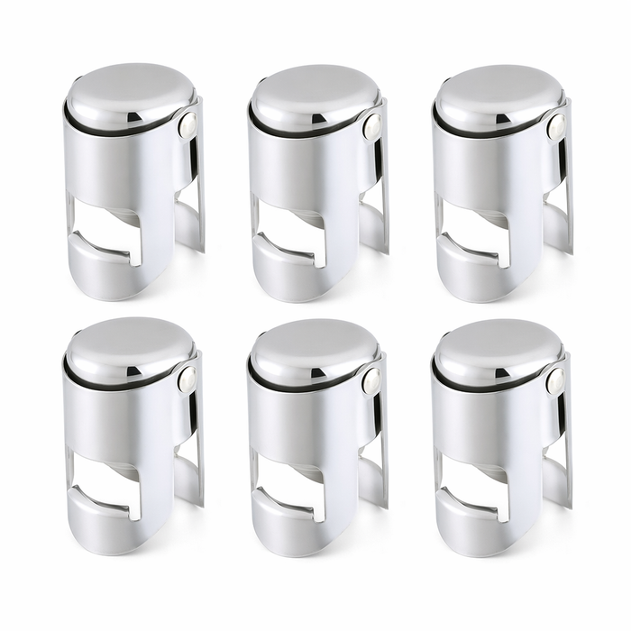 6-Pack Stainless Steel Wine Bottle Stoppers - Keep Your Wine Fresh and Flavorful for Longer Default