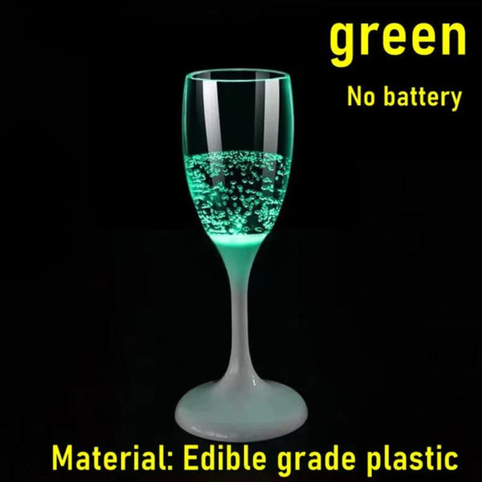 6-Piece Glassware Gift Set with 120ml Capacity and LED Sensor Technology: dark red, gold illuminated champagne bottle and ste