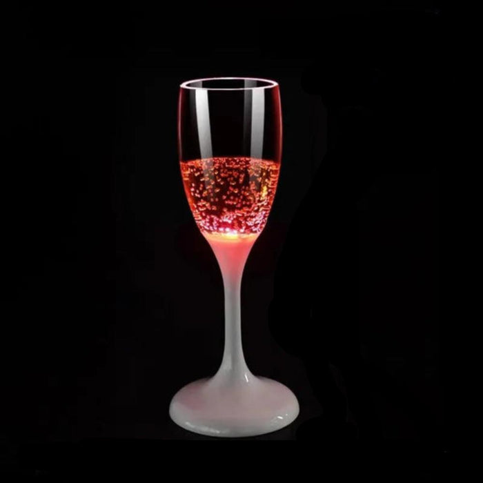 6-Piece Glassware Gift Set with 120ml Capacity and LED Sensor Technology: dark red, gold illuminated champagne bottle and ste