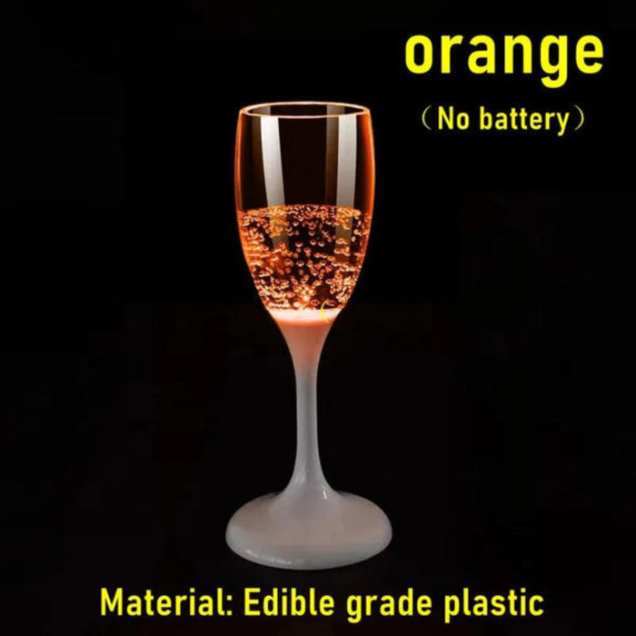 6-Piece Glassware Gift Set with 120ml Capacity and LED Sensor Technology: dark red, gold illuminated champagne bottle and ste