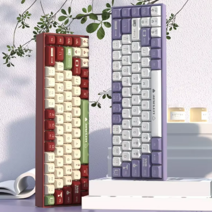 68-Keys Portable Bluetooth Mechanical Keyboard with Dragon Design: red, white wired mechanical keyboard, color-blocked retro