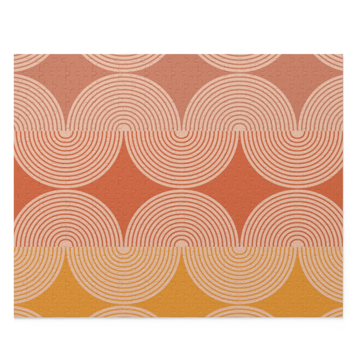 70s Retro Wave Jigsaw Puzzle, 500 Pieces: black, orange jigsaw puzzle box, minimal geometric abstract style