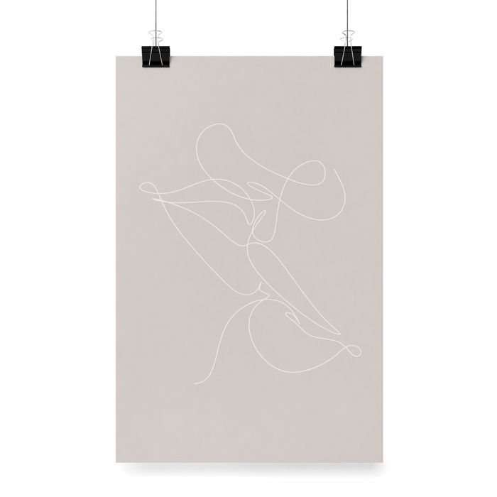 Abstract Art Print with Kiss Outline Design Default
