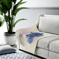 Abstract Blossom Cozy Blanket: cream, pale pink abstract flower, minimal contemporary style