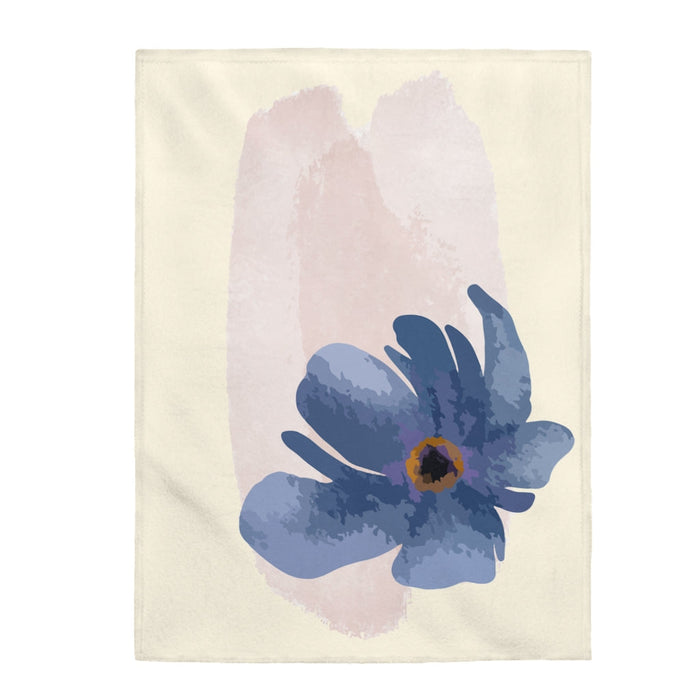 Abstract Blossom Cozy Blanket: cream, pale pink abstract flower, minimal contemporary style