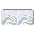 Abstract Lavender Flower Desk Pad: cream, pale blue floral pattern, minimal botanical illustration style