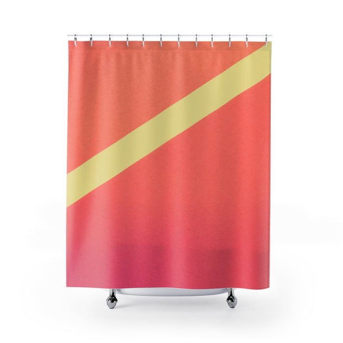 Abstract Pink Gradient Shower Curtains for Stylish Home Decor: coral red, yellow shower curtain, minimal style