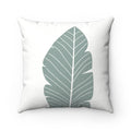 Abstract Verdant Leaf Reversible Pillow, 4 Size Options: white, muted sage green leaf botanical motif, minimal botanical styl