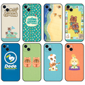 ACNH Animal Villager Phone Cases: beige, teal Animal Crossing characters and Dodo Airlines theme, cartoon, kawaii style