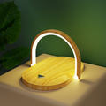 Adjustable LED Light Multi Functional Wireless Phone Charger: yellow, light brown wood grain decorative lamp, minimal modern