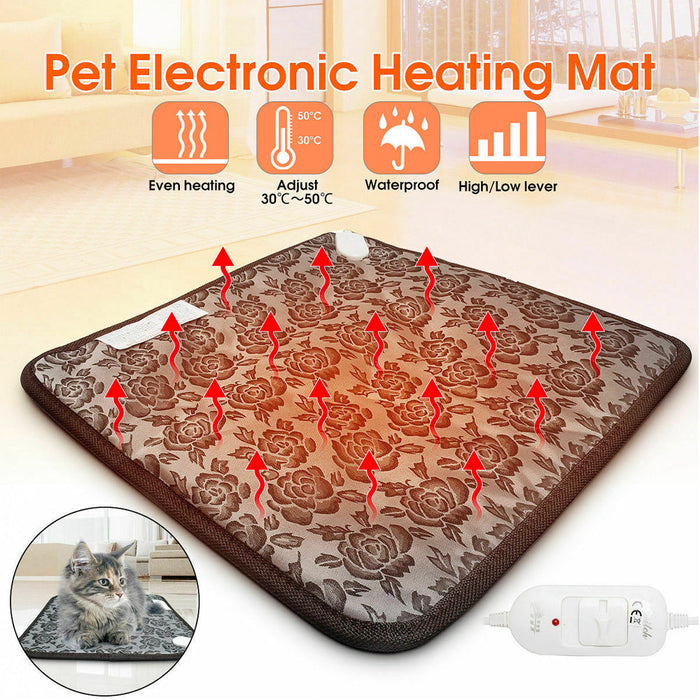 Adjustable Temperature Waterproof Bed Pad with Thermal Heating for Pets: gray, black dog, product advertisement style
