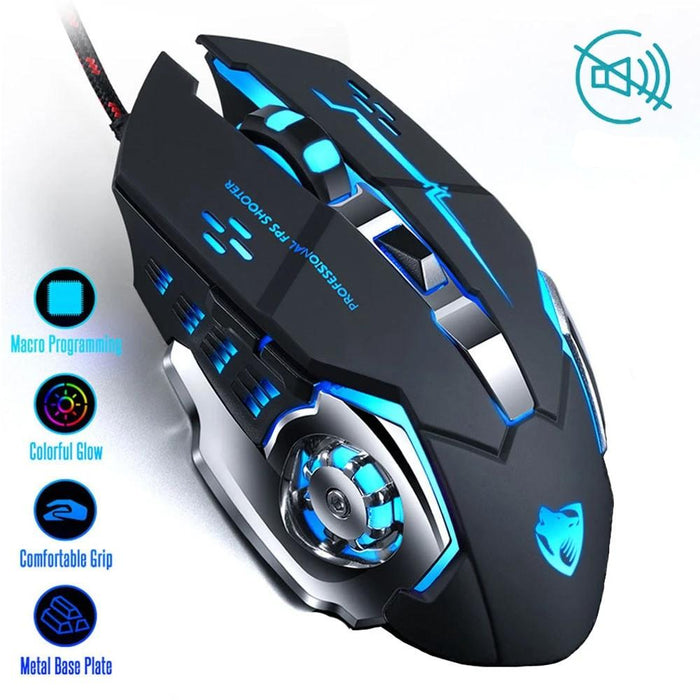 Adjustable Wired LED Gaming Mouse, High Precision 3200DPI for Professionals: black, cyan blue wired gaming computer mouse, fu