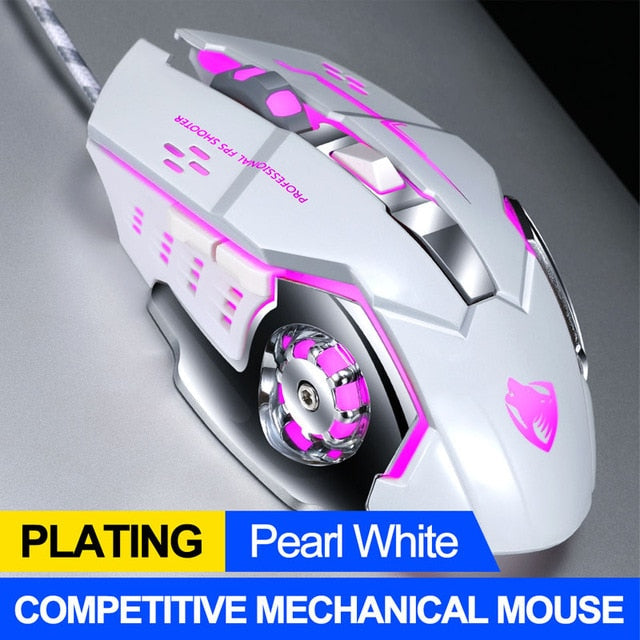 Adjustable Wired LED Gaming Mouse, High Precision 3200DPI for Professionals: black, cyan blue wired gaming computer mouse, fu