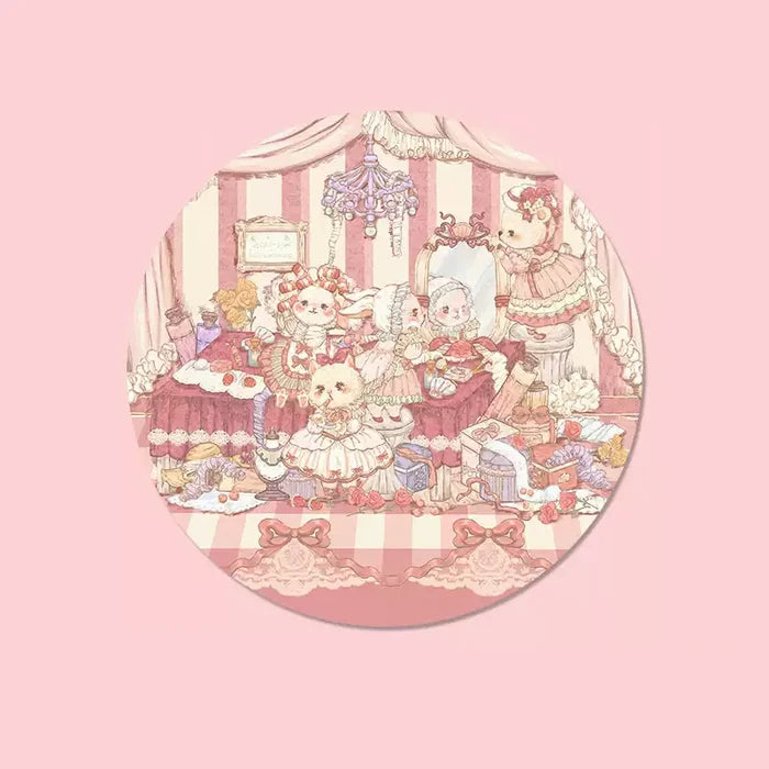 Aesthetic Animal Mouse Pad: Enchanted Sensory Bliss: light blue, white white bear-like character with a bunny, kawaii cartoon