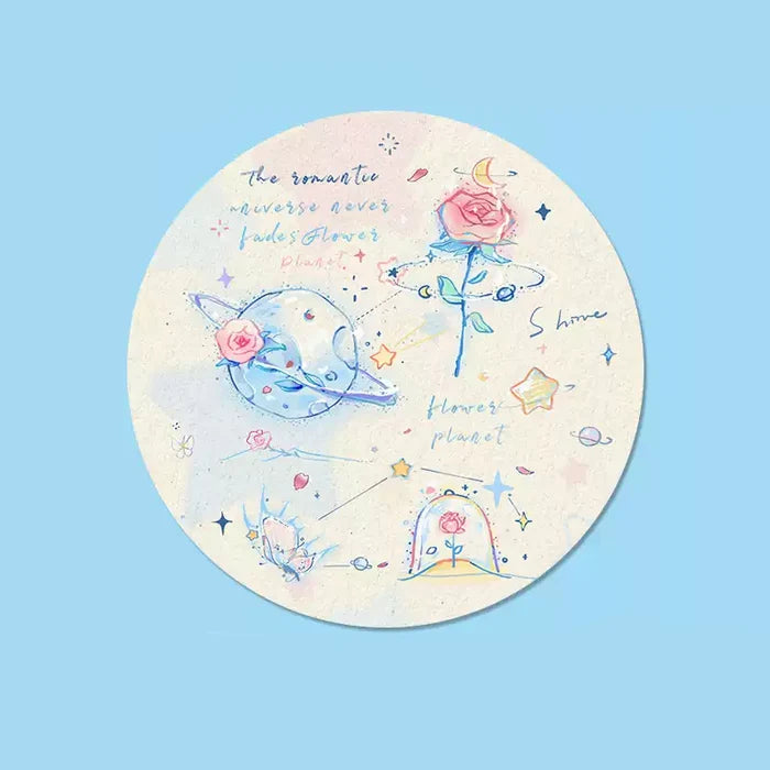 Aesthetic Animal Mouse Pad: Enchanted Sensory Bliss: light blue, white white bear-like character with a bunny, kawaii cartoon