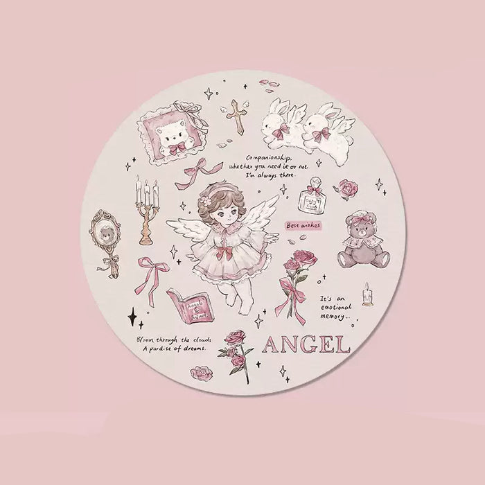 Aesthetic Animal Mouse Pad: Enchanted Sensory Bliss: light blue, white white bear-like character with a bunny, kawaii cartoon