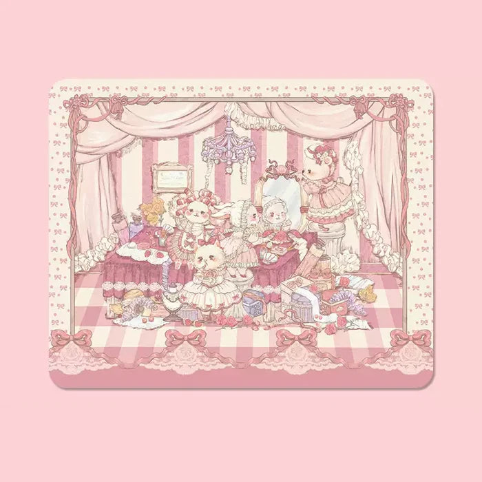 Aesthetic Fairy Tale Mousepads: Enchanted Sensory Protection: light blue, white Alice in Wonderland-inspired animal character