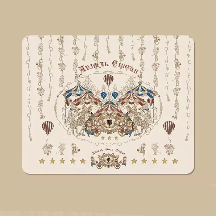 Aesthetic Fairy Tale Mousepads: Enchanted Sensory Protection: light blue, white Alice in Wonderland-inspired animal character