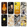 Albedo Genshin Impact Phone Case: black, brown anime/game character and Albedo-themed designs, anime/cartoon graphic style