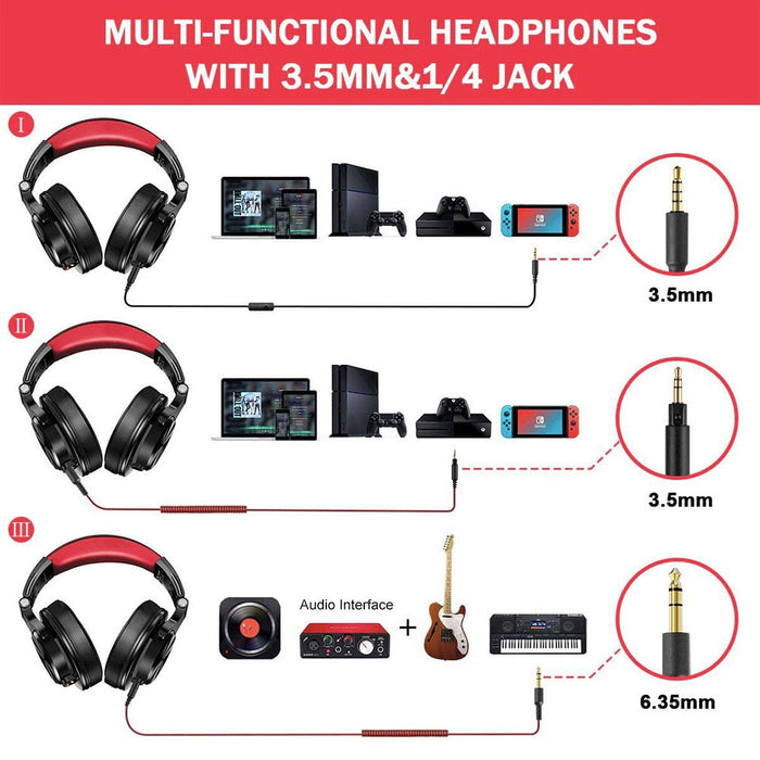 Alpha Dragon Gaming Headset with Microphone: black, dark gray over-ear headphones, professional DJ audio gear style