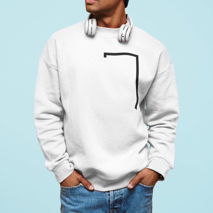 Angled Logo Crewneck Sweatshirt for Men: white, black crewneck sweatshirt, minimal style
