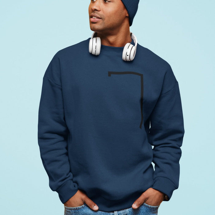 Angled Logo Crewneck Sweatshirt for Men: white, black crewneck sweatshirt, minimal style