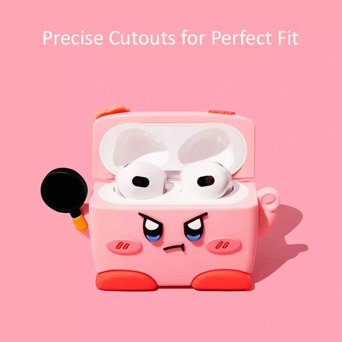 Angry Kirby AirPods Case: Protection & Style: light pink, coral pink angry cartoon character, kawaii cartoon style