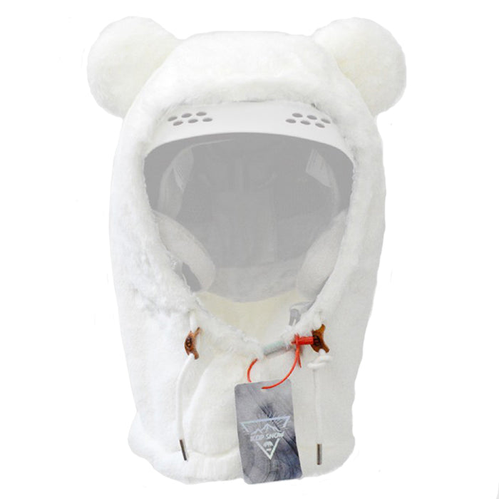 Animal Ski Balaclava with 3 Functions: light pink, white cat, kawaii style