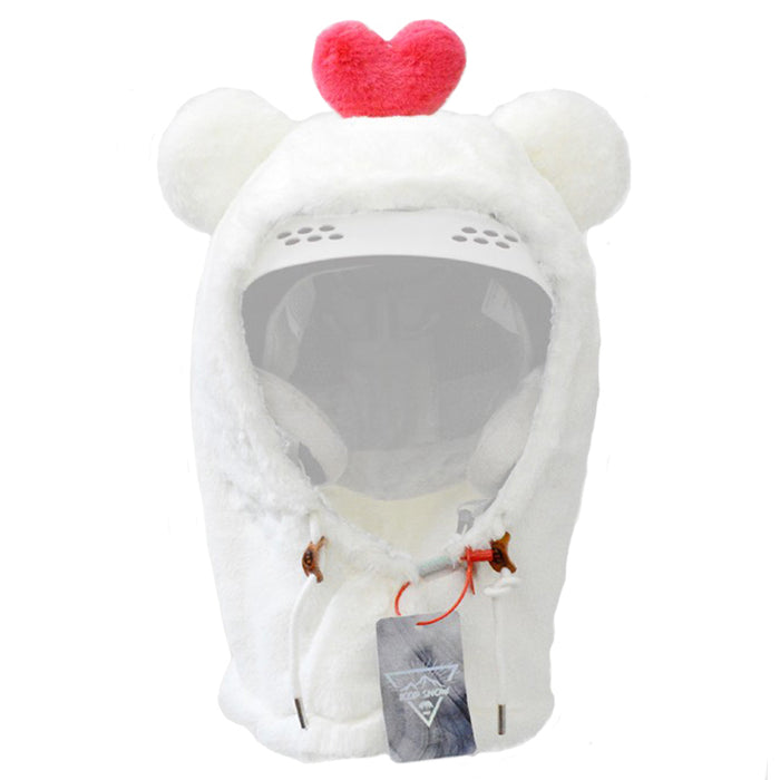 Animal Ski Balaclava with 3 Functions: light pink, white cat, kawaii style