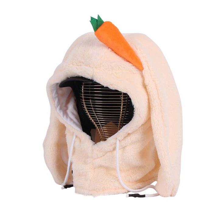 Animal Ski Balaclava with Adjustable Strap: cream, orange carrot theme, kawaii style