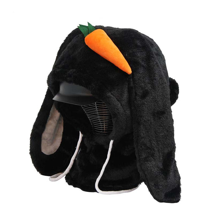 Animal Ski Balaclava with Adjustable Strap: cream, orange carrot theme, kawaii style