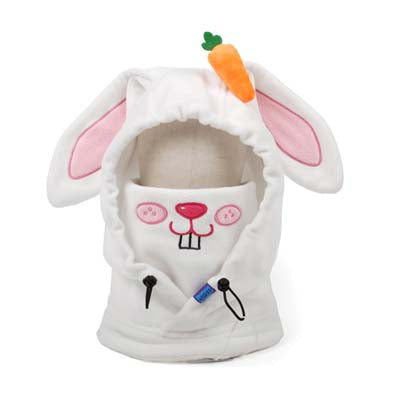 Animal Ski Balaclava with Adjustable Strap: lavender purple, white cartoon animal/character, kawaii cartoon style
