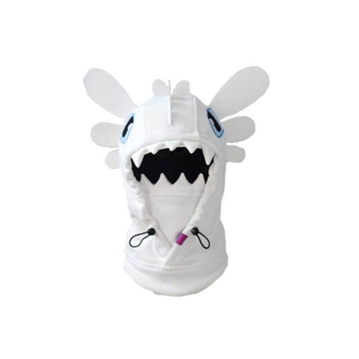 Animal Ski Balaclava with Adjustable Strap: lavender purple, white cartoon animal/character, kawaii cartoon style