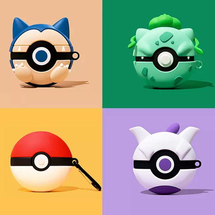 Anime Cat AirPods Case with Protection: green, black frog character/theme, cartoon kawaii style