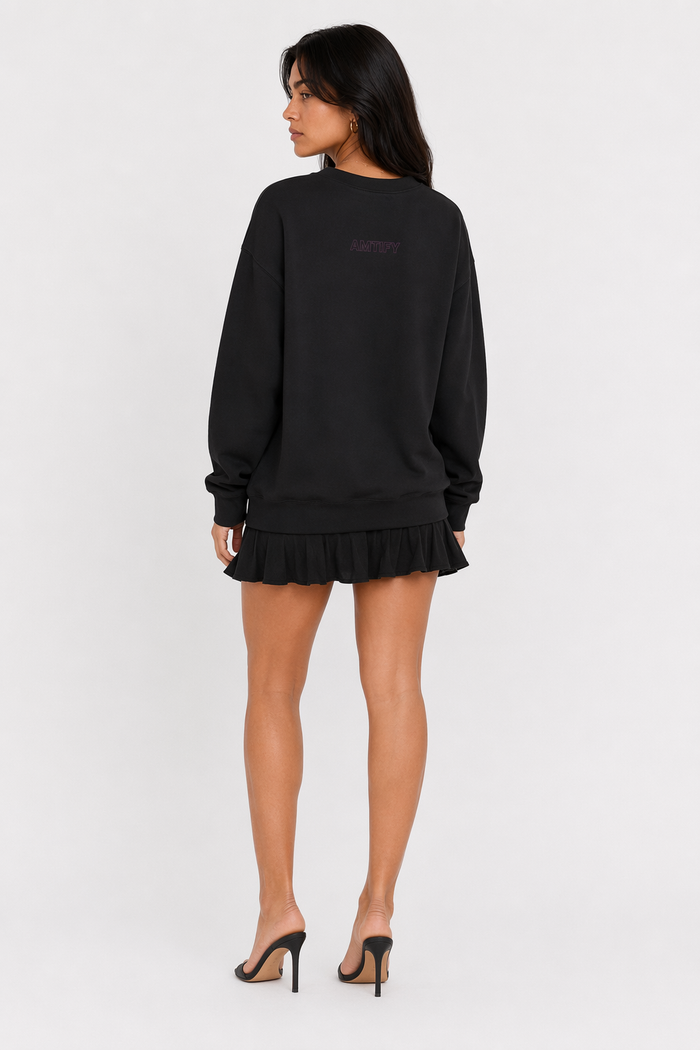 Anime Sweatshirt in Vibrant Purple Black