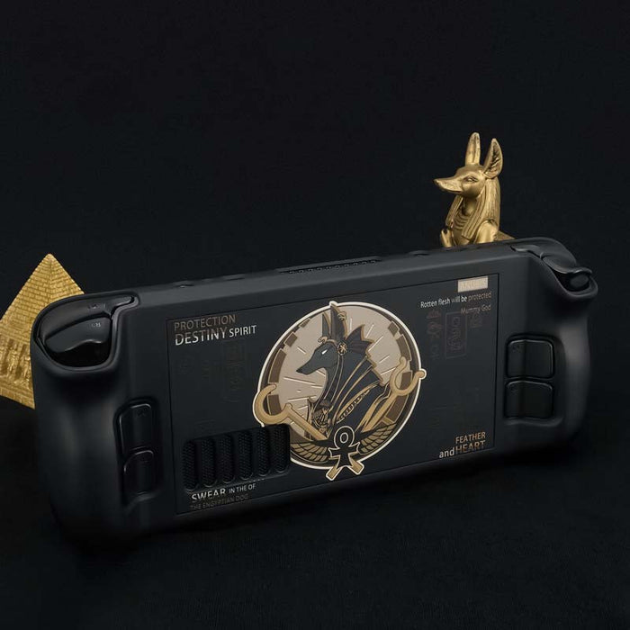 Anubis Steam Deck Case: Stylish Protection: black, dark gray Egyptian Anubis theme, Egyptian-inspired, ornate, dark futuristi